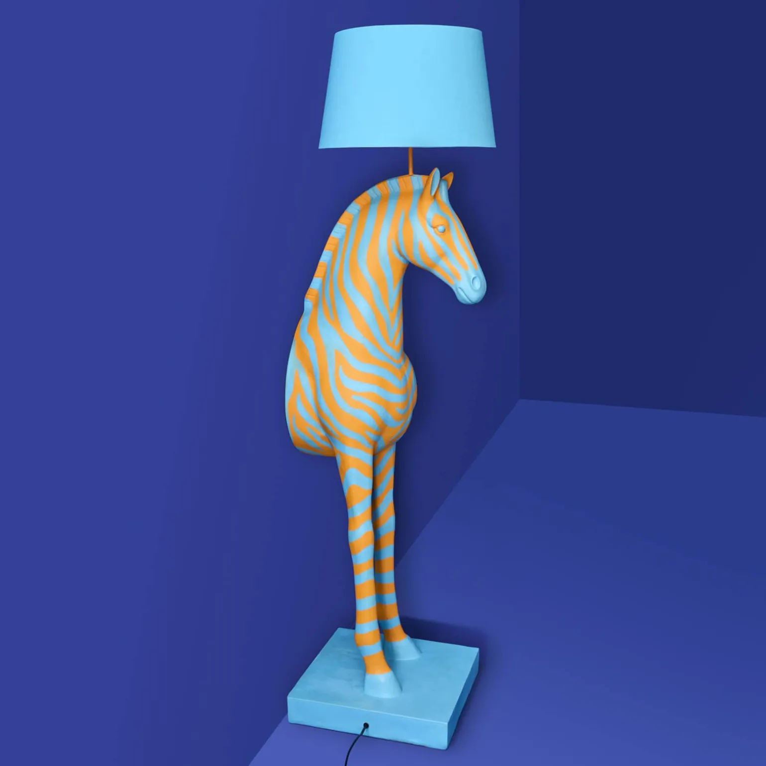Lampadaire Zebra Zora, bleu-orange