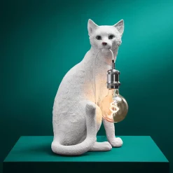 Lampe à poser chat Chouchou, blanc