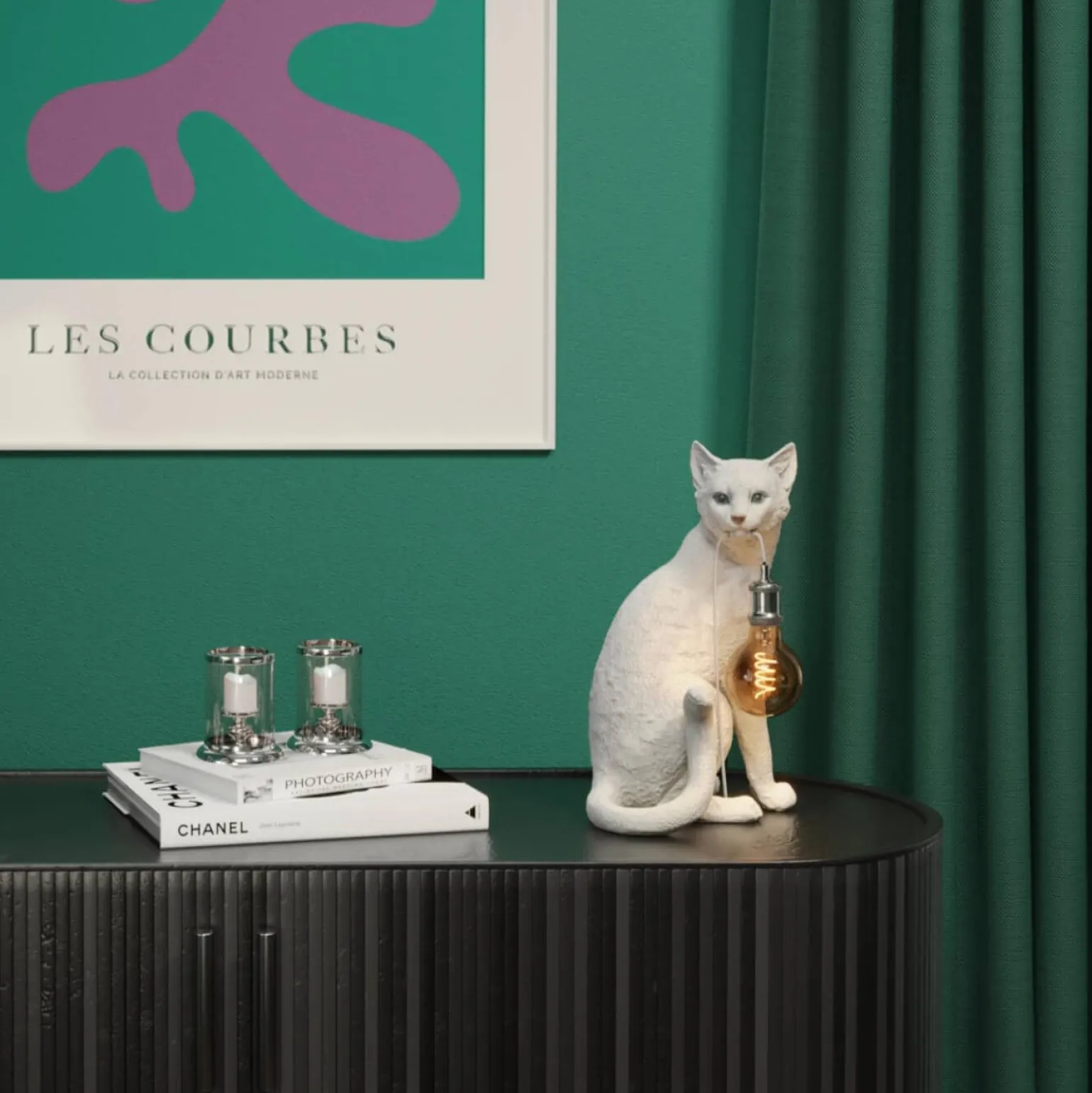 Lampe à poser chat Chouchou, blanc