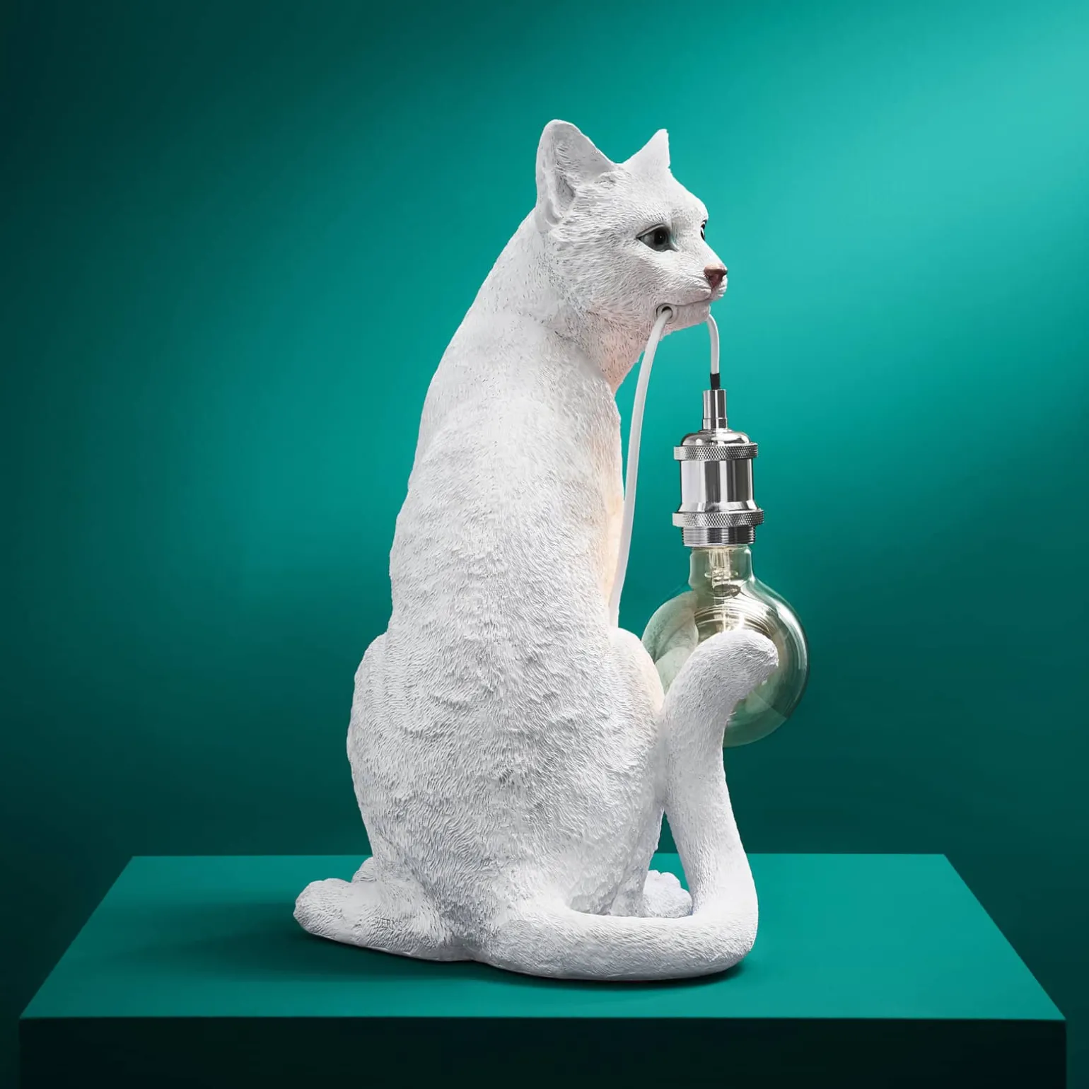 Lampe à poser chat Chouchou, blanc