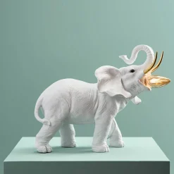 Lampe à poser éléphant Dumbo, blanc-or