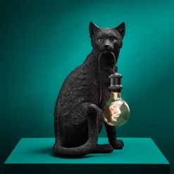 Lampe de table chat Chouchou, noir