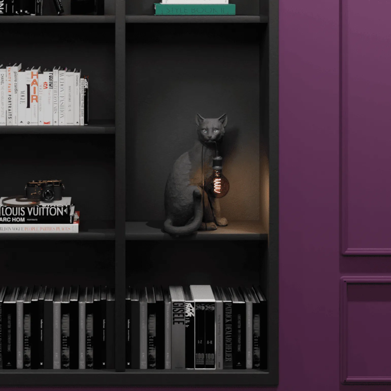 Lampe de table chat Chouchou, noir