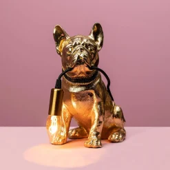Lampe de table chien Francis, or