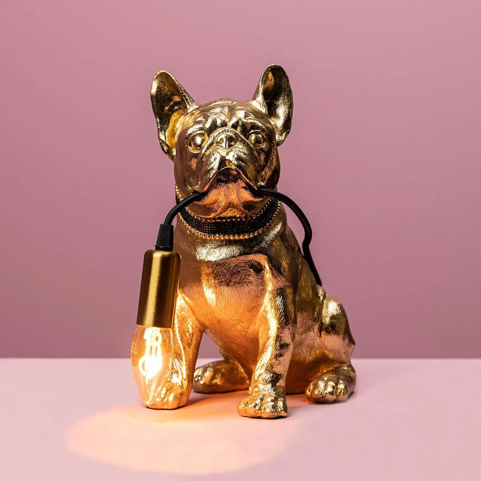 Lampe de table chien Francis, or