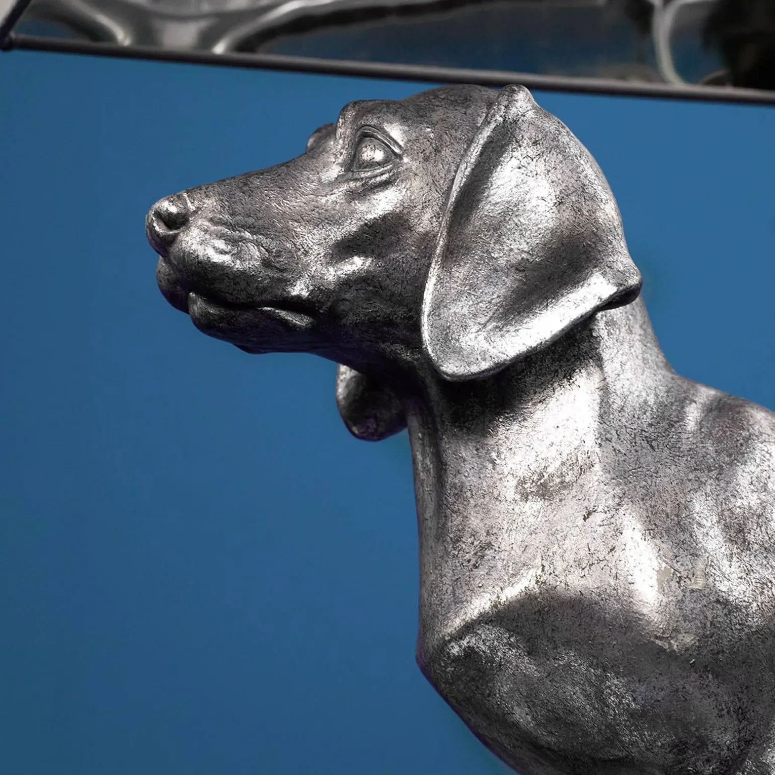 Lampe de table chien Frank, argent/gris