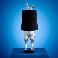 Lampe de table lapin Hiding Bunny®, argent/noir