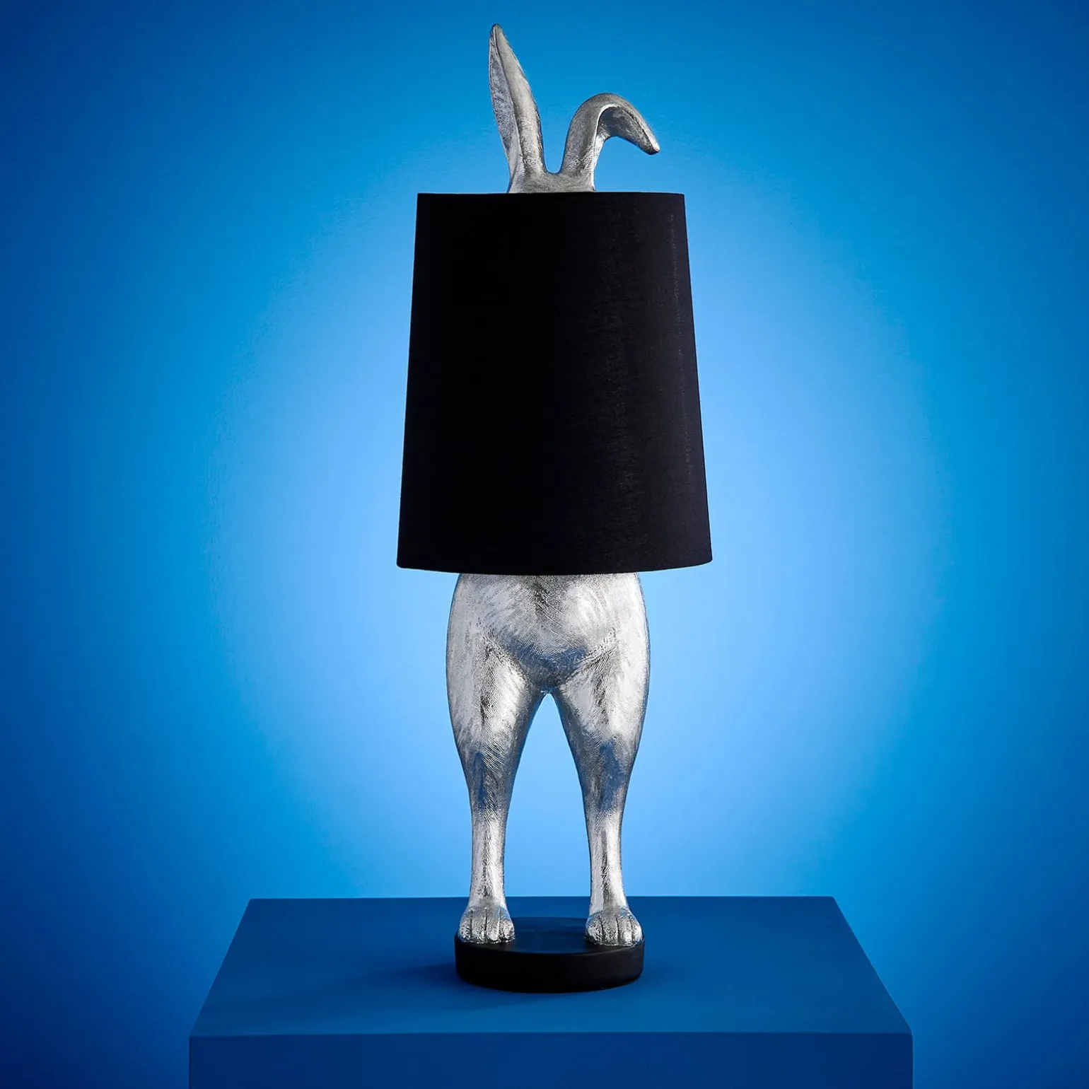 Lampe de table lapin Hiding Bunny®, argent/noir