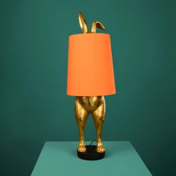 Lampe de table lapin Hiding Bunny®, or/orange