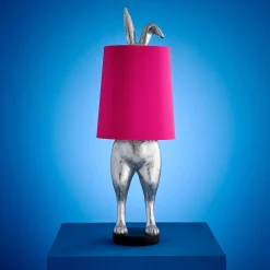 Lampe de table lapin Hiding Bunny®, argent/magenta