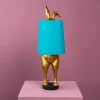 Lampe de table lapin Hiding Bunny®, or/turquoise