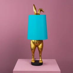 Lampe de table lapin Hiding Bunny®, or/turquoise