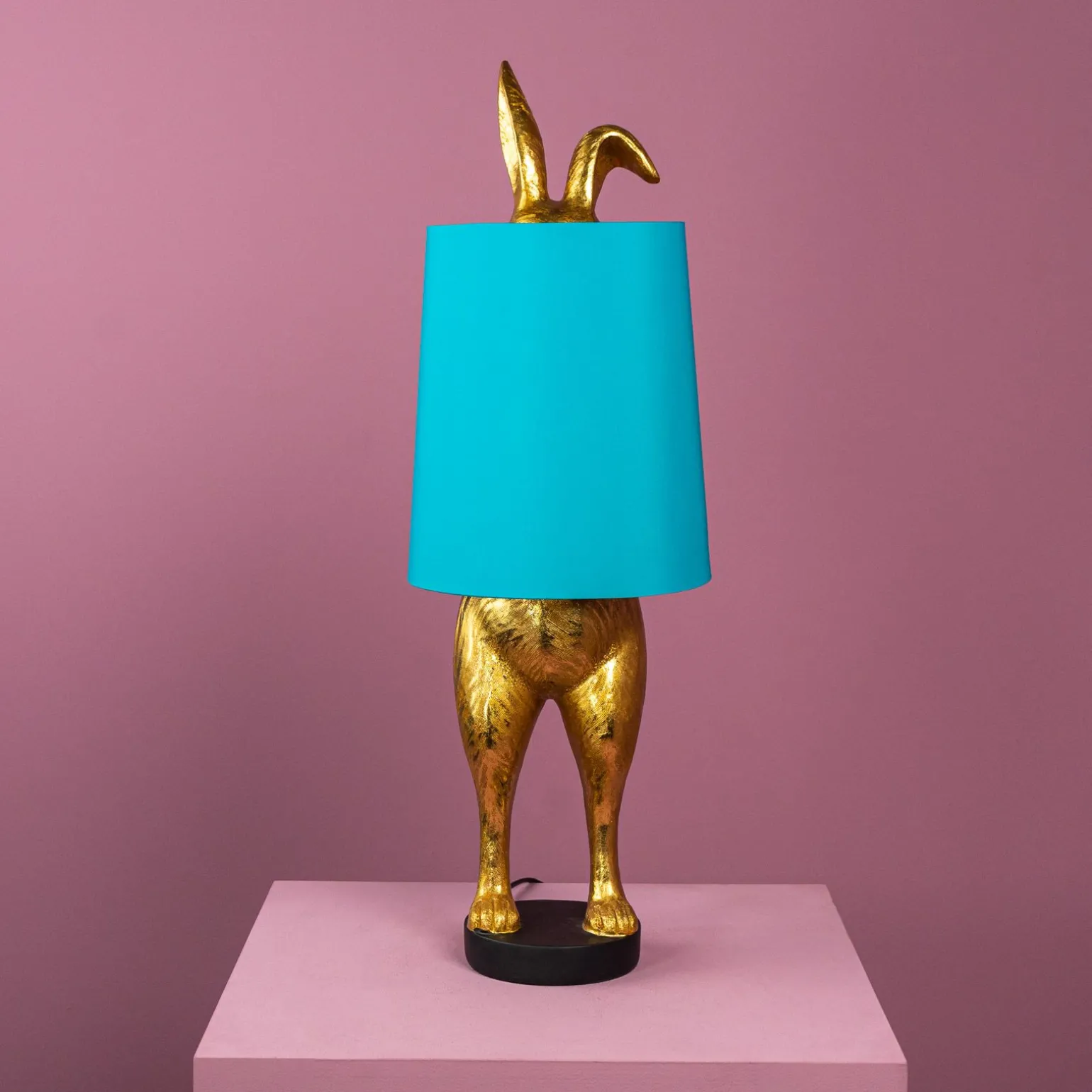 Lampe de table lapin Hiding Bunny®, or/turquoise