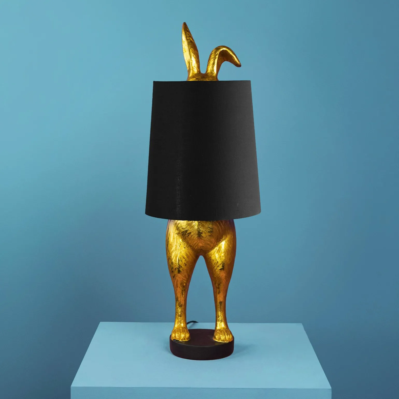 Lampe de table lapin Hiding Bunny, or/noir