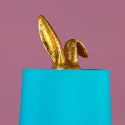Lampe de table lapin Hiding Bunny®, or/turquoise