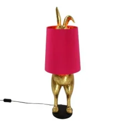 Lampe de table lapin Hiding Bunny®, or/magenta