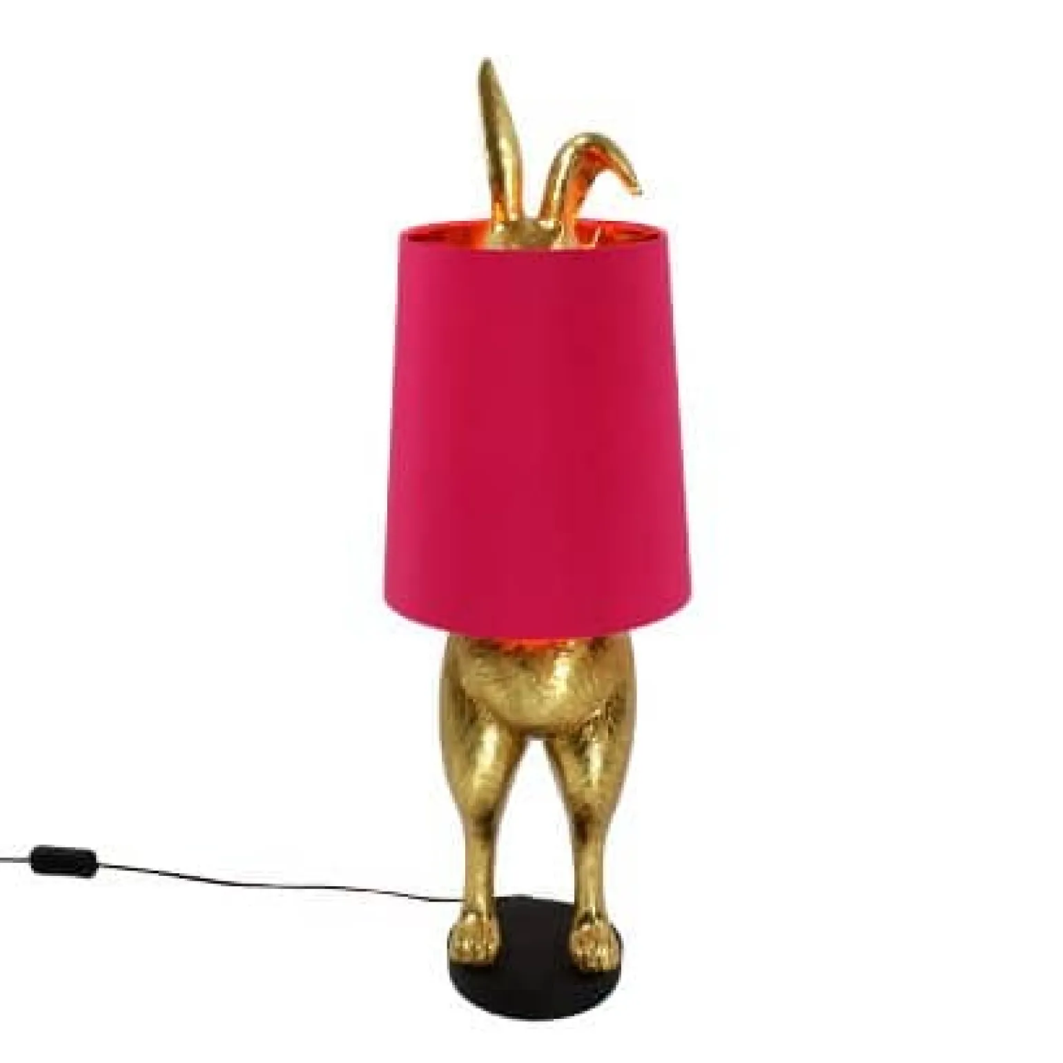 Lampe de table lapin Hiding Bunny®, or/magenta