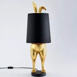 Lampe de table lapin Hiding Bunny, or/noir