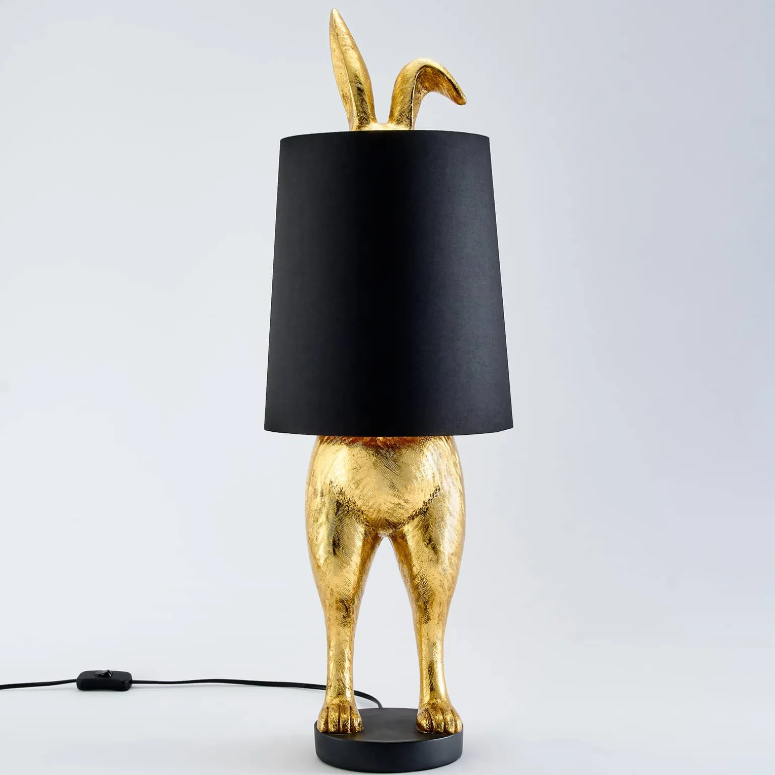 Lampe de table lapin Hiding Bunny, or/noir