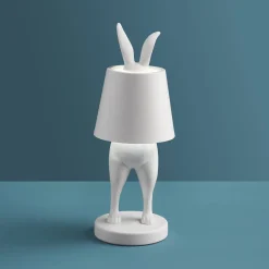 Lampe de Table Lapin LED Hiding Rabbit, blanc mat