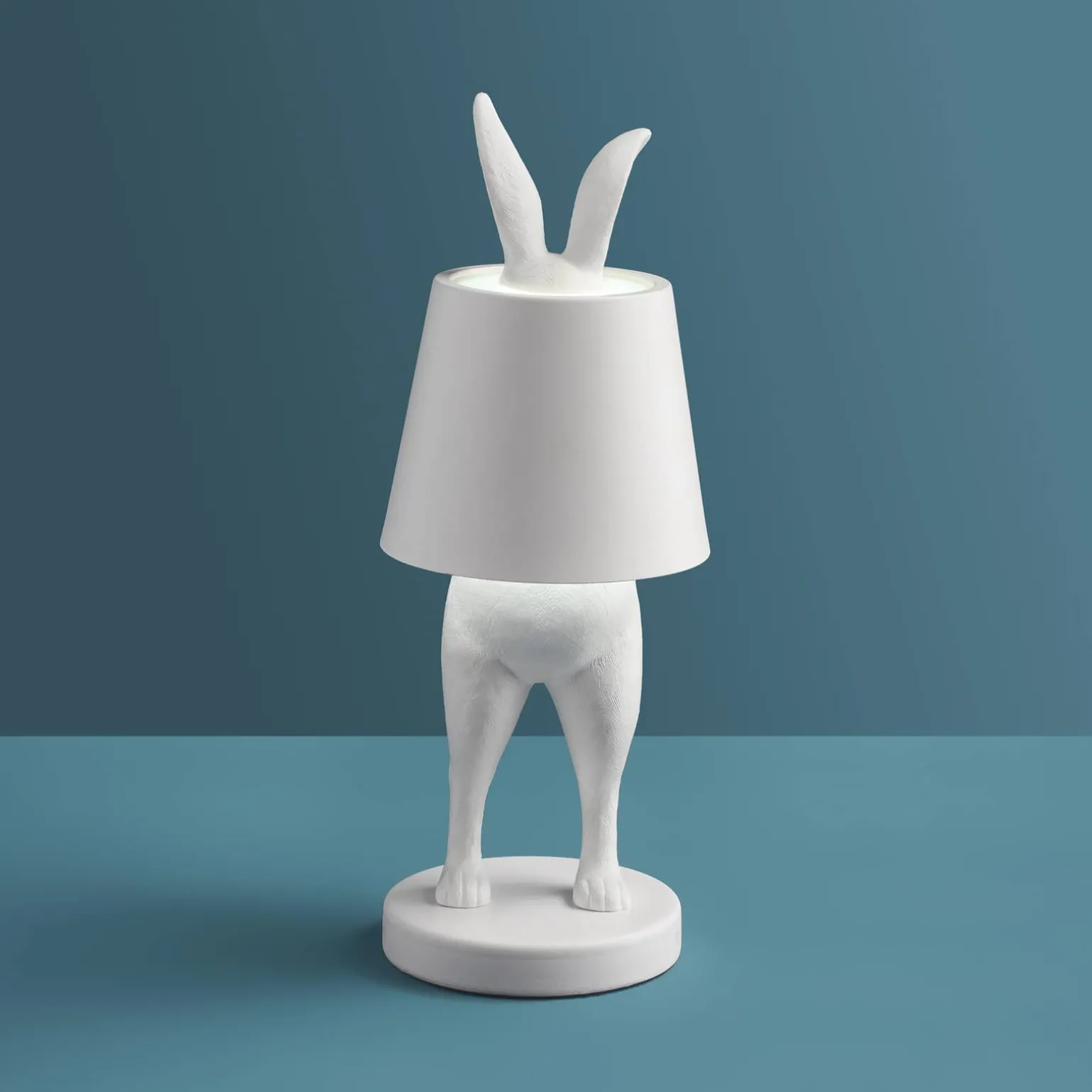 Lampe de Table Lapin LED Hiding Rabbit, blanc mat