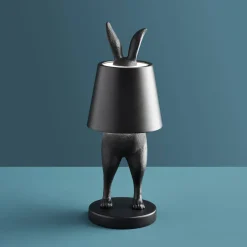 Lampe de Table Lapin LED Hiding Rabbit, noir mat