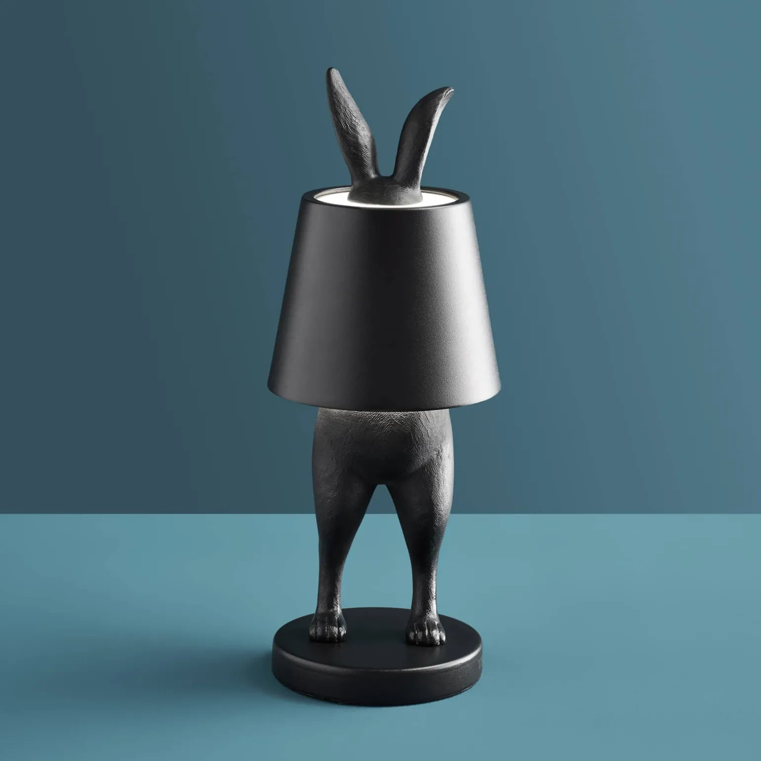 Lampe de Table Lapin LED Hiding Rabbit, noir mat