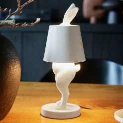 Lampe de Table Lapin LED Hiding Rabbit, blanc mat