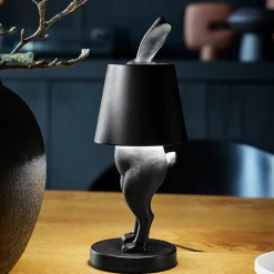 Lampe de Table Lapin LED Hiding Rabbit, noir mat