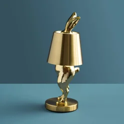Lampe de Table Lapin LED Hiding Rabbit, or brillant