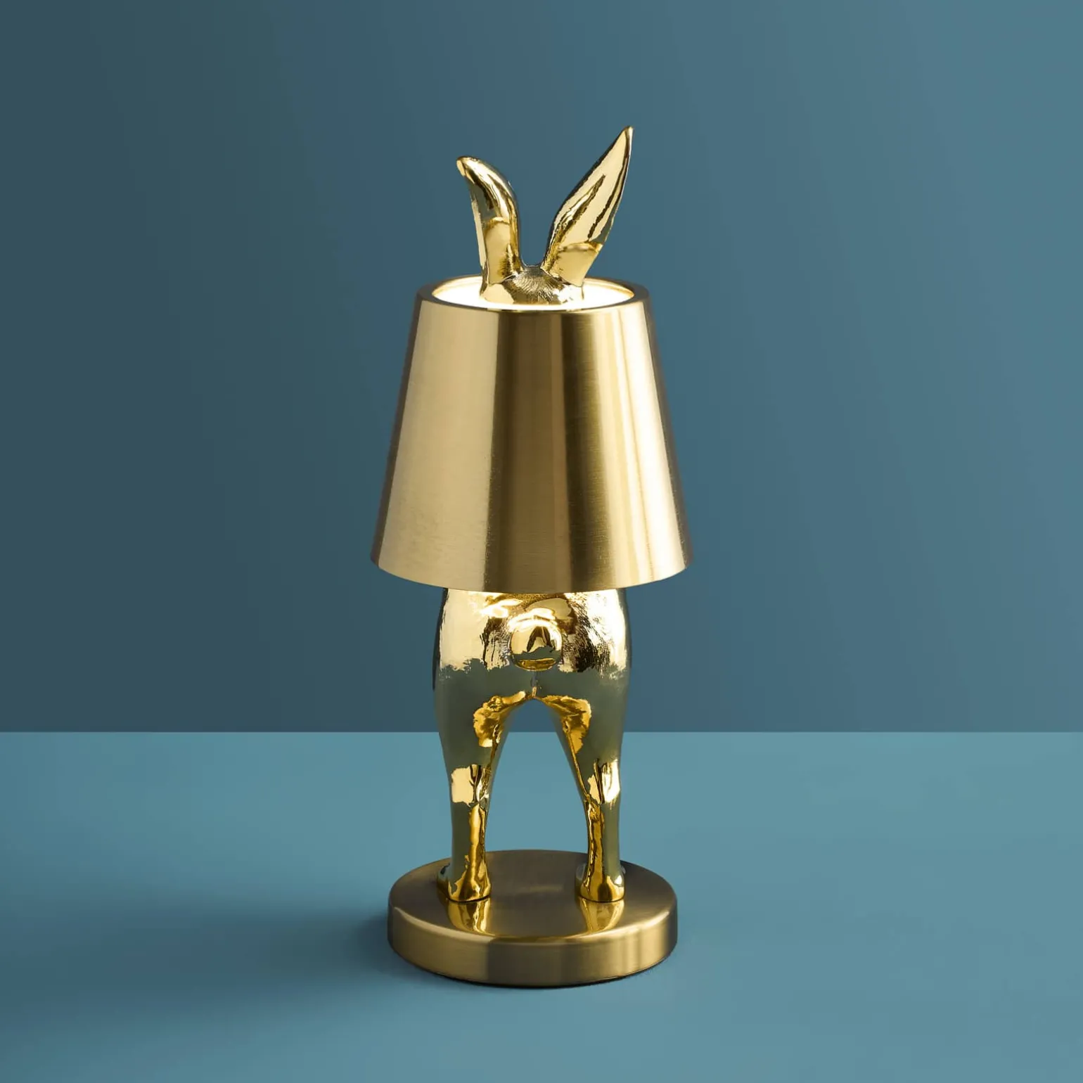 Lampe de Table Lapin LED Hiding Rabbit, or brillant