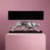 Lampe de table panthère Baghiro, argent/noir