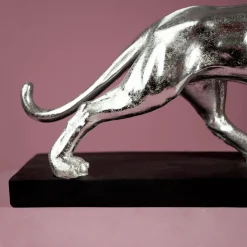 Lampe de table panthère Baghiro, argent/noir