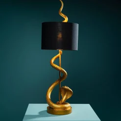 Lampe de table serpent Kaara, or/noir