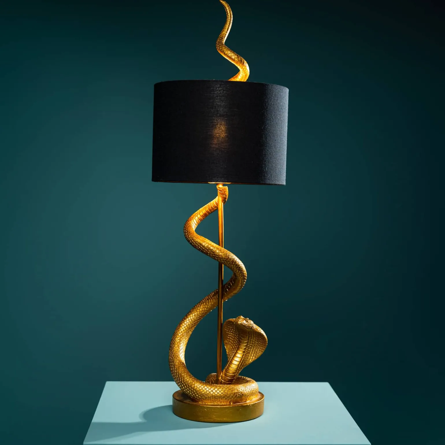 Lampe de table serpent Kaara, or/noir