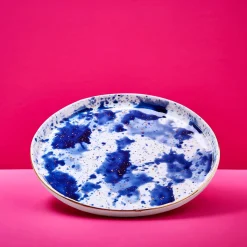 Lot de 6 assiettes à dessert Marine Splash, blanc/bleu/or