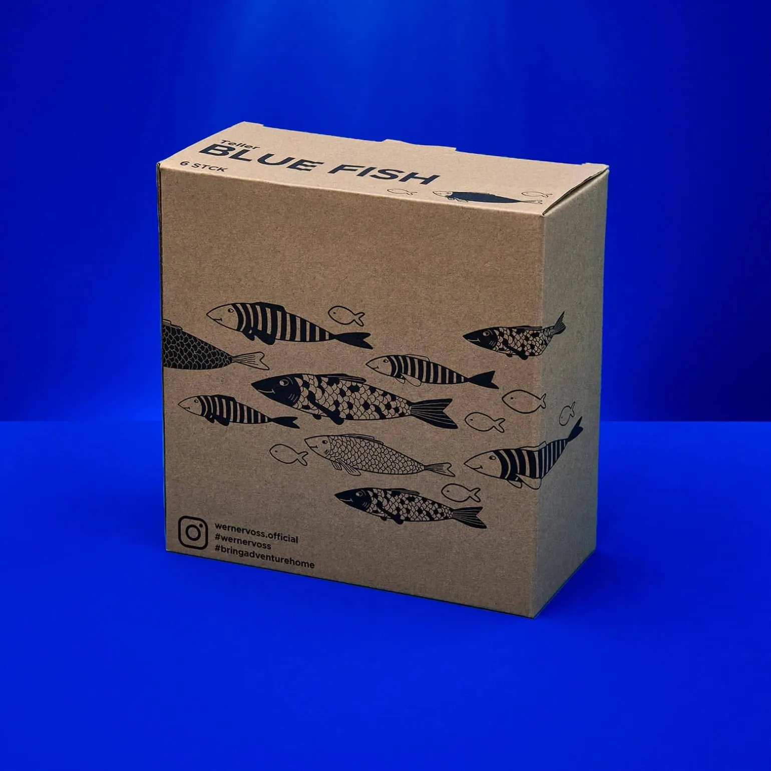 Lot de 6 assiettes à dessert Fische Blue Fish, avec dorure