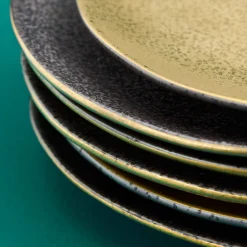 Lot de 6 assiettes à dessert Ceylon, noir-or