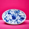 Lot de 6 assiettes plates Marine Splash, blanc/bleu/or