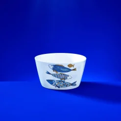 Lot de 6 bols à céréales Fische Blue Fish, avec dorure