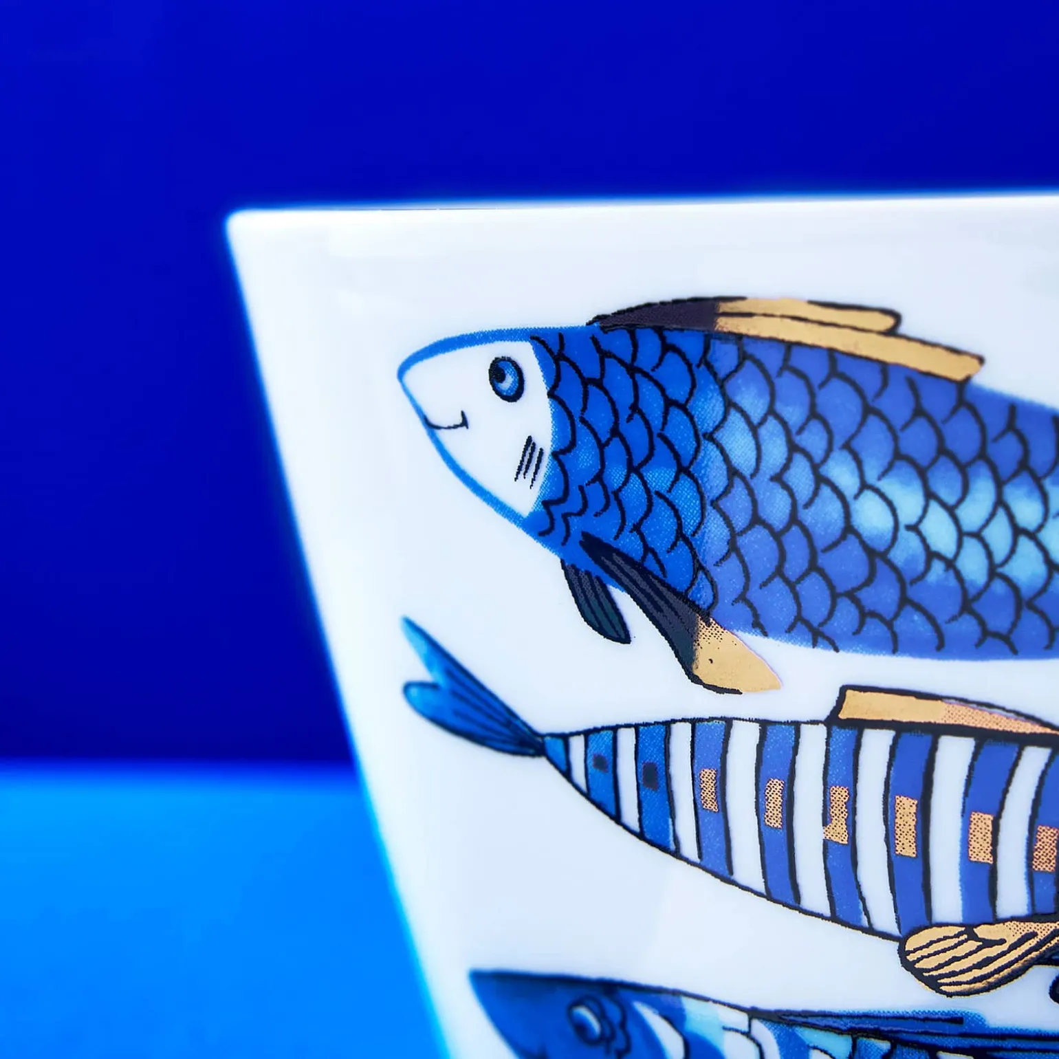 Lot de 6 bols à céréales Fische Blue Fish, avec dorure