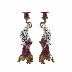 Lot de 2 bougeoirs Léopard, Peints à la Main