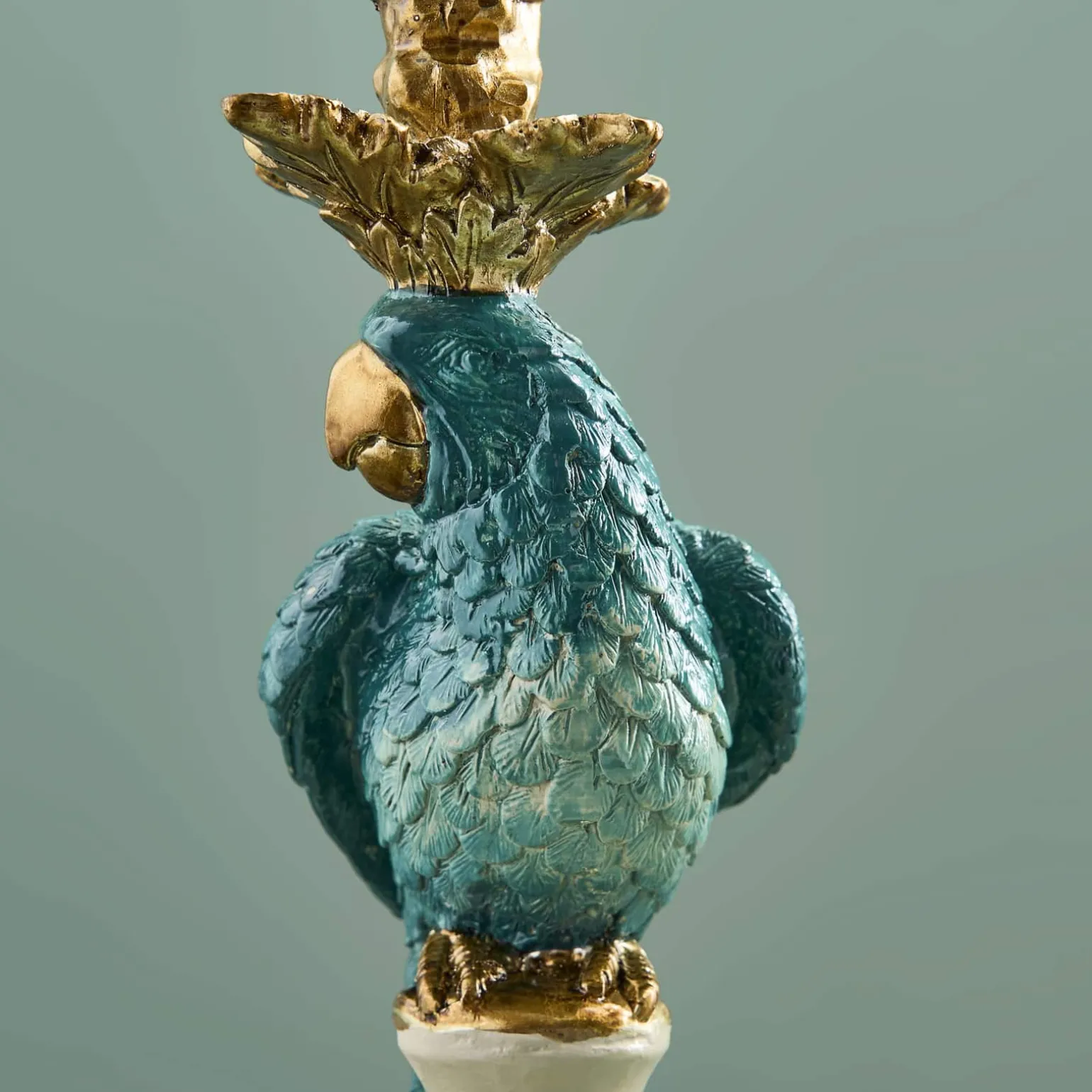 Lot de 2 bougeoirs perroquets, blanc turquoise