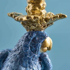 Lot de 2 bougeoirs perroquet, bleu-blanc-or