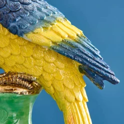 Lot de 2 bougeoirs perroquets, vert-bleu-jaune