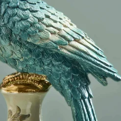 Lot de 2 bougeoirs perroquets, blanc turquoise