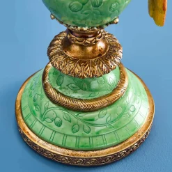 Lot de 2 bougeoirs perroquets, vert-bleu-jaune
