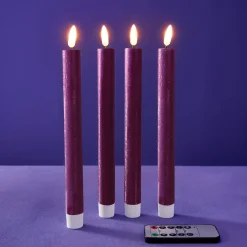 Lot de 4 bougies bâtons LED, violet