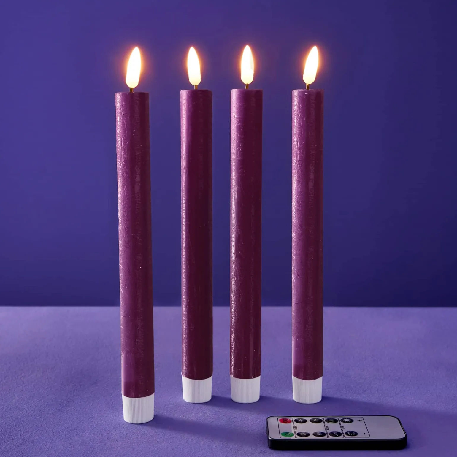 Lot de 4 bougies bâtons LED, violet