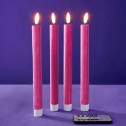Lot de 4 bougies bâtons LED, rose